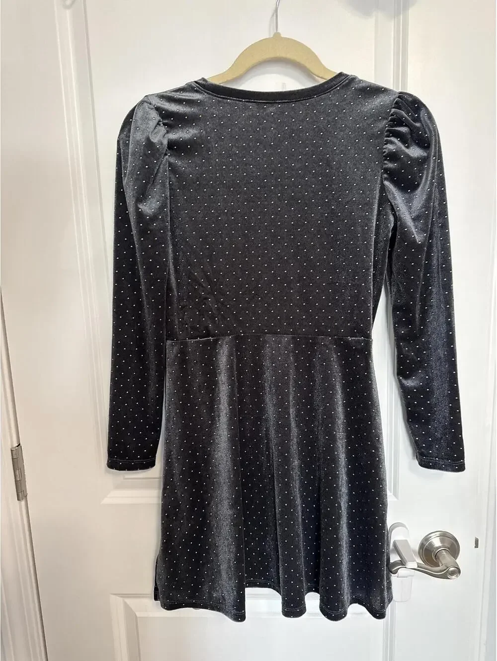 GAP Kids Girls' Velvet Long Sleeve Dress with Silver Dots, Size XL (12)